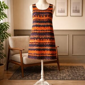 Jessica Howard Orange & Purple Striped Pattern Sleeveless Shift Dress